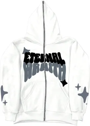 GORGLITTER Men's Full Zip Y2K Hoodie Graphic Lettter Print Long Sleeve Fashion Jacket Hooded Sweatshirt