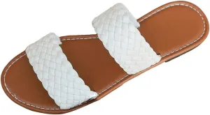 GORGLITTER Women's Leather Braided Sandal Dressy Cute Slippers Open Toe Slip on Slide Summer Vacation Sandals 2025
