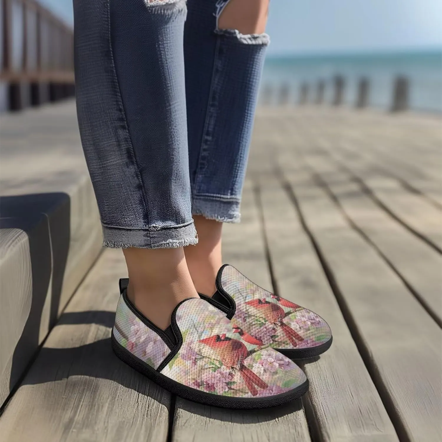 GOSTONG Women's Mesh Flats Slip On Wide Toe Walking Shoes Lightweight Non Slip Casual Loafers Comfort Travel Shoes Black Sole Size 6-11