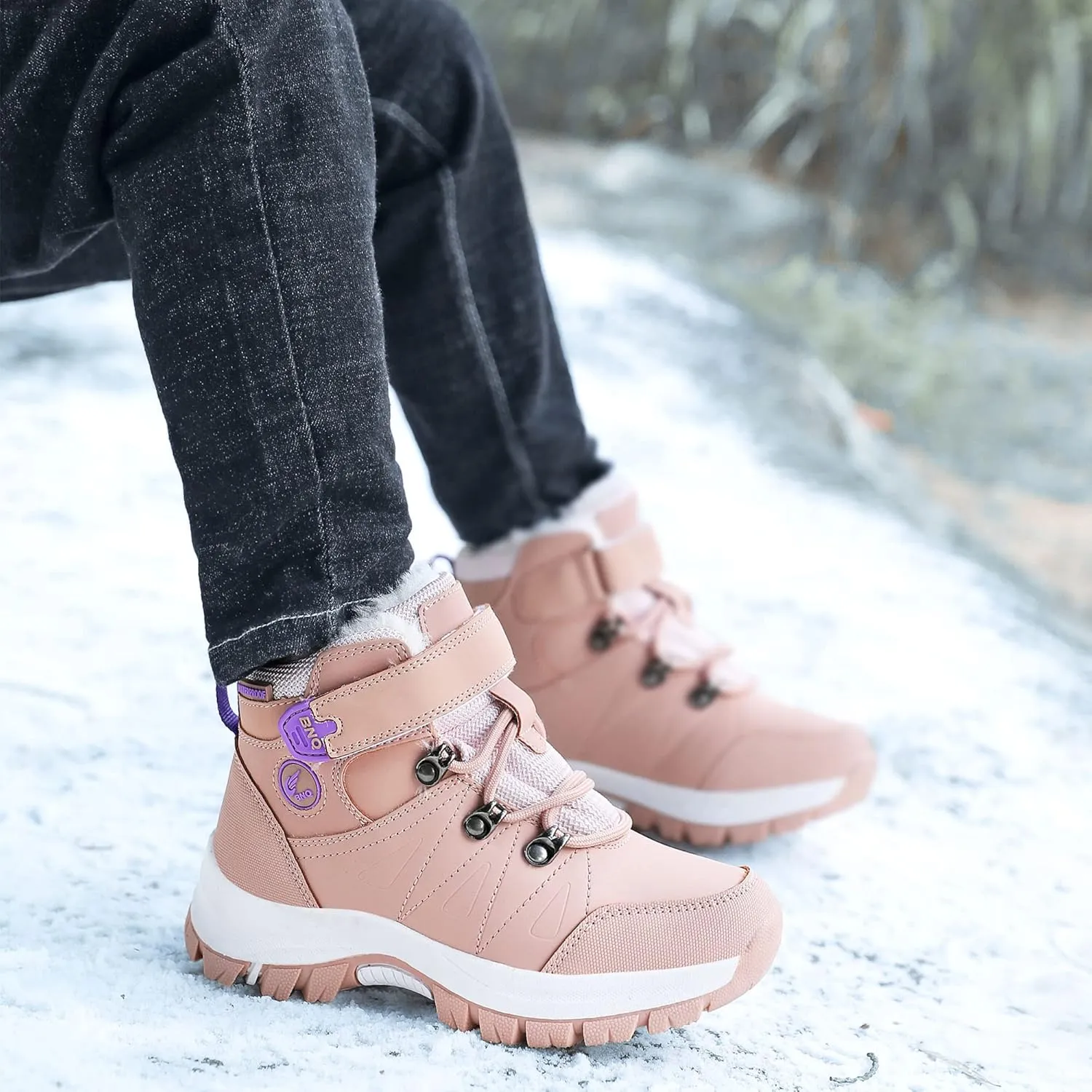 Gyeice Kids Snow Boots Boys Girls Winter Boot Waterproof Non-Slip Outdoor Warm Hiking Shoes (Little Kid/Big Kid)