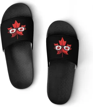 Happy Canada Day Funny Maple Leaf Home Slippers Non-Slip Open Toe PVC Shower Slippers Sandals for Men Women