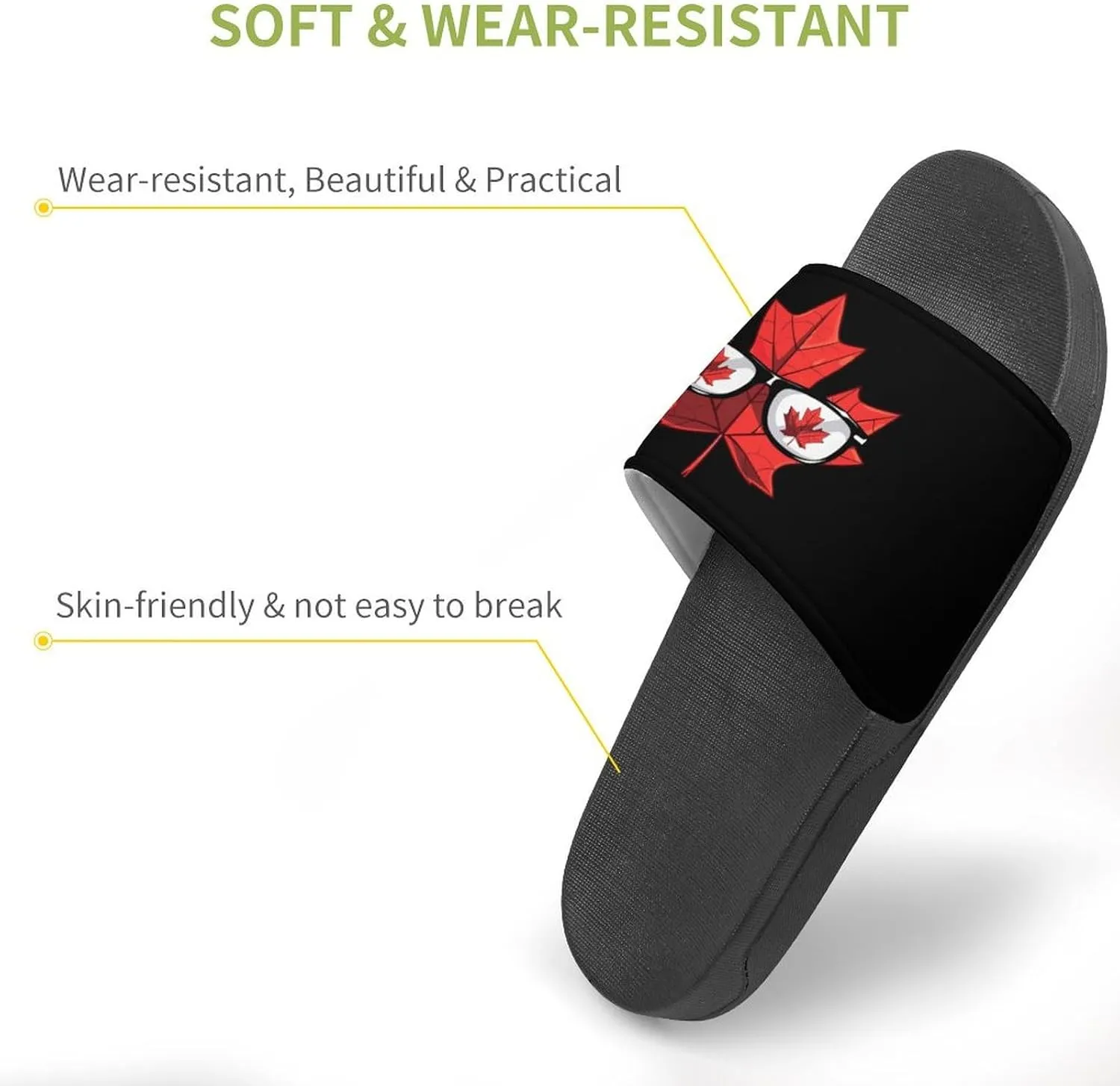 Happy Canada Day Funny Maple Leaf Home Slippers Non-Slip Open Toe PVC Shower Slippers Sandals for Men Women