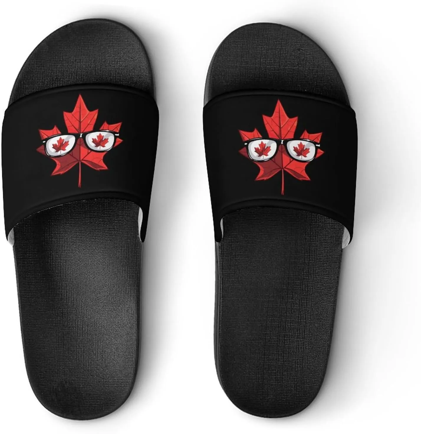 Happy Canada Day Funny Maple Leaf Home Slippers Non-Slip Open Toe PVC Shower Slippers Sandals for Men Women
