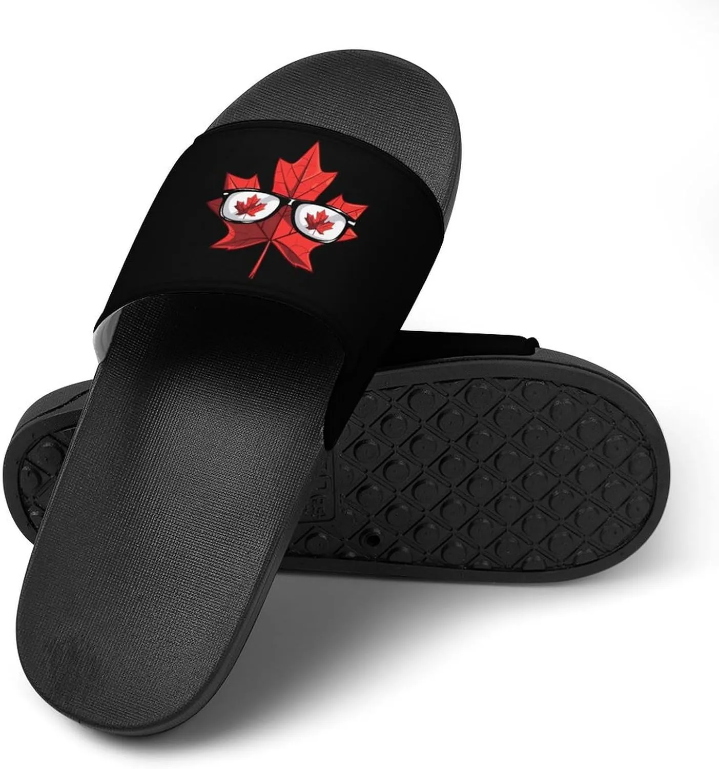 Happy Canada Day Funny Maple Leaf Home Slippers Non-Slip Open Toe PVC Shower Slippers Sandals for Men Women