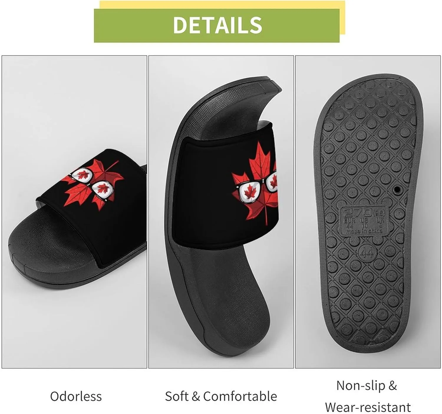 Happy Canada Day Funny Maple Leaf Home Slippers Non-Slip Open Toe PVC Shower Slippers Sandals for Men Women