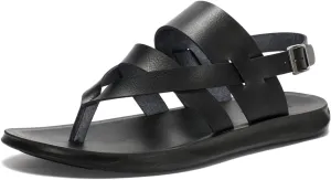 Harssidanzar Mens Leather Sandals,Summer Comfy Outdoor Adjustable Ankle Strap Flat Slip On Sandals For Men's KM218