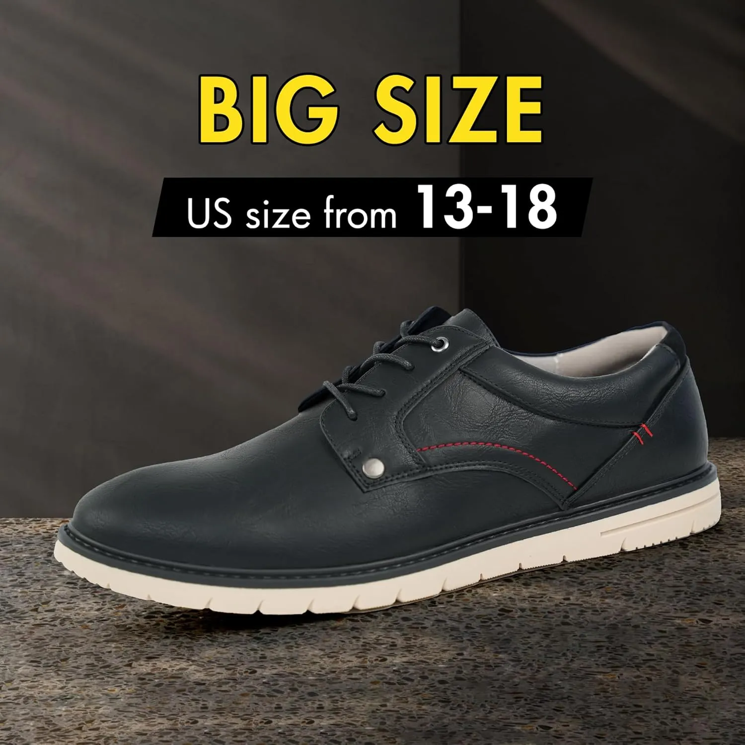 Hawkwell Men's Plus Size Casual Oxfords Shoes Comfortable Business Dress Sneakers US Size 13 14 15 16 17 18