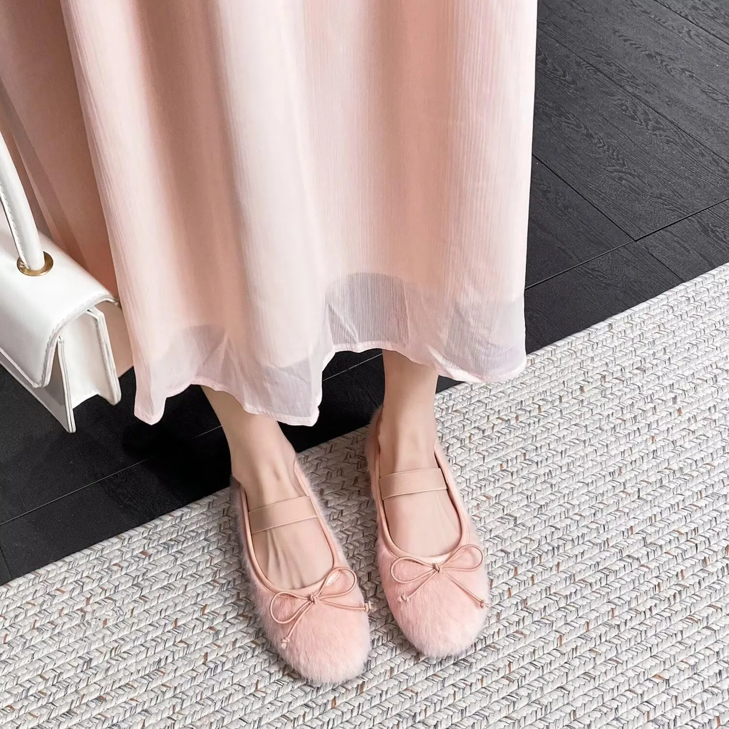 Hee grand Women's Mary Jane Shoes Satin Round Toe Ballerina Flats Fashion Sparkling Rhinestones Dress Shoes Comfort Dancing Shoes