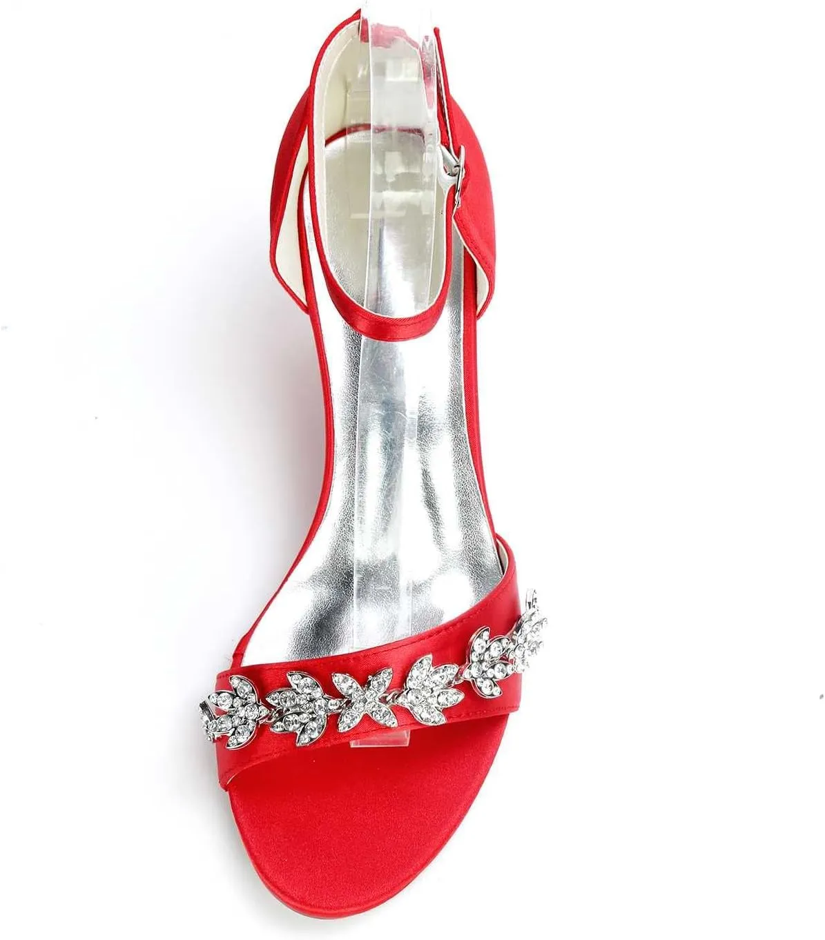 Heeled Wedge Sandals for Women,Buckle Open Toe High Heels Satin Dress Rhinestones Wedding Party Evening for Party Wedding