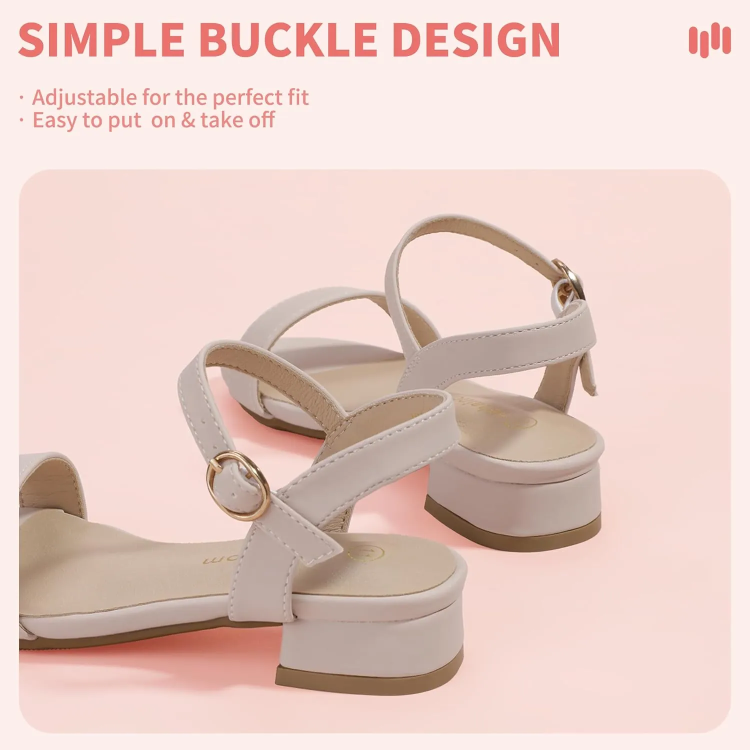 Hehainom Girls Dress Shoes Low Heels Sandals Open Toe Wedding Party School for Little Big Kids Flower Girl Shoes
