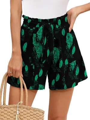 Heymoments Women's Wide Leg Shorts Lightweight High Waisted Adjustable Tie Knot Loose Summer Cute Trousers
