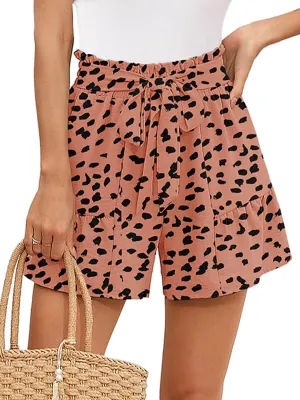 Heymoments Women's Wide Leg Shorts Lightweight High Waisted Adjustable Tie Knot Loose Summer Cute Trousers