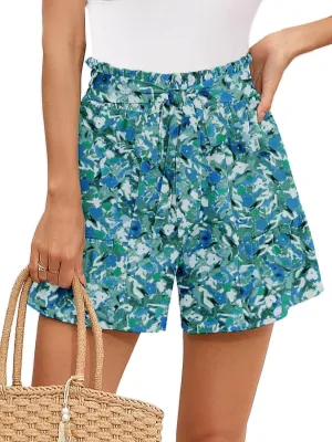 Heymoments Women's Wide Leg Shorts Lightweight High Waisted Adjustable Tie Knot Loose Summer Cute Trousers