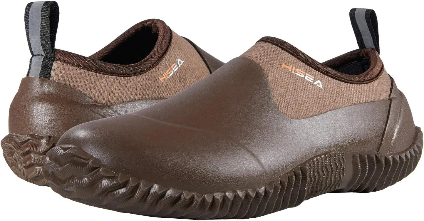 HISEA Unisex Waterproof Garden Shoes, Men's Rubber Rain Boots Women's Ankle Rain Shoes Neoprene Camp Booties Outdoor Slip-On Rain Footwear for Gardening, Farming, Camping, Car Wash, Lawn Care and Yard Work