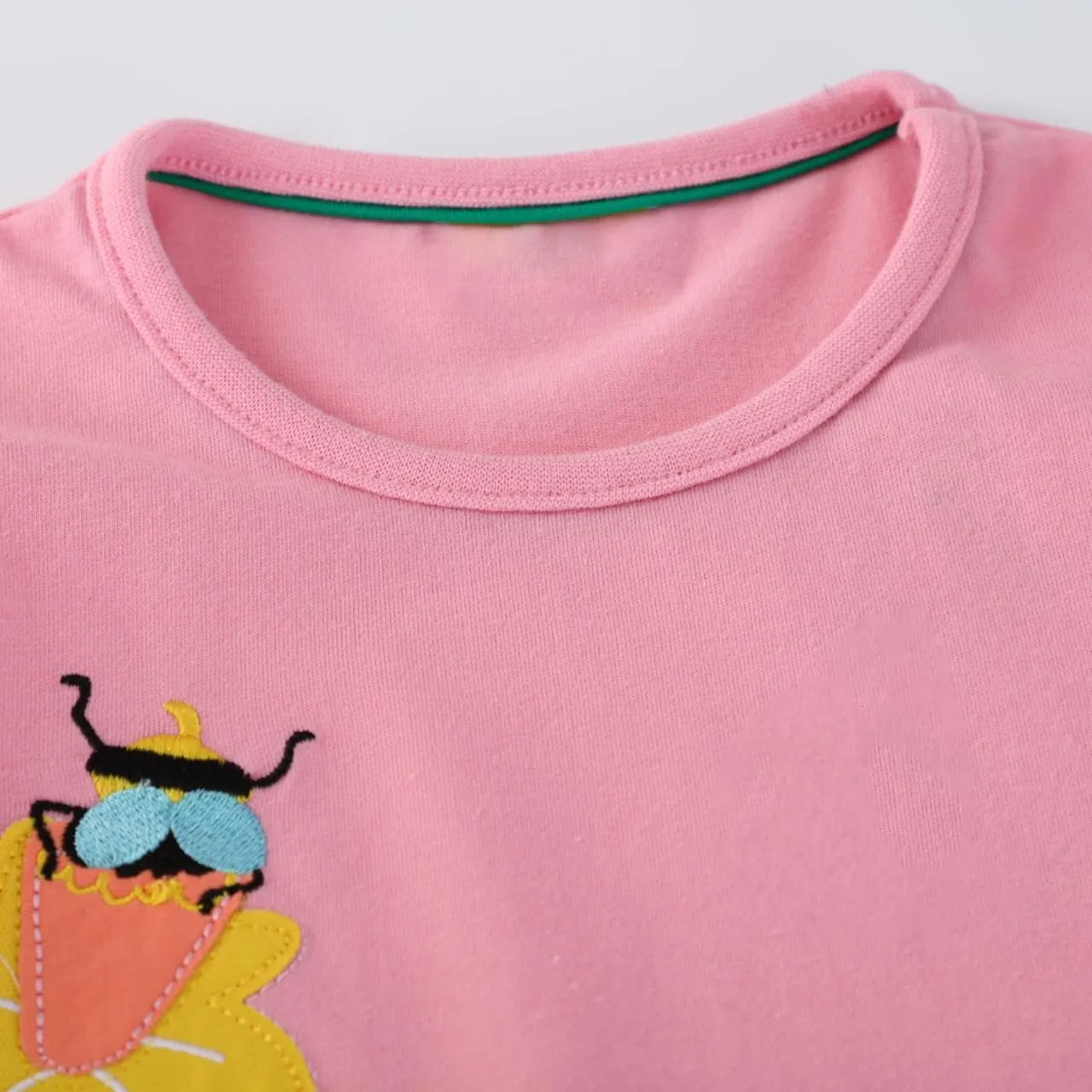 Hongshilian Toddler Girls Casual Cotton Dress Cartoon Appliques Short Sleeve Summer Playwear Dresses