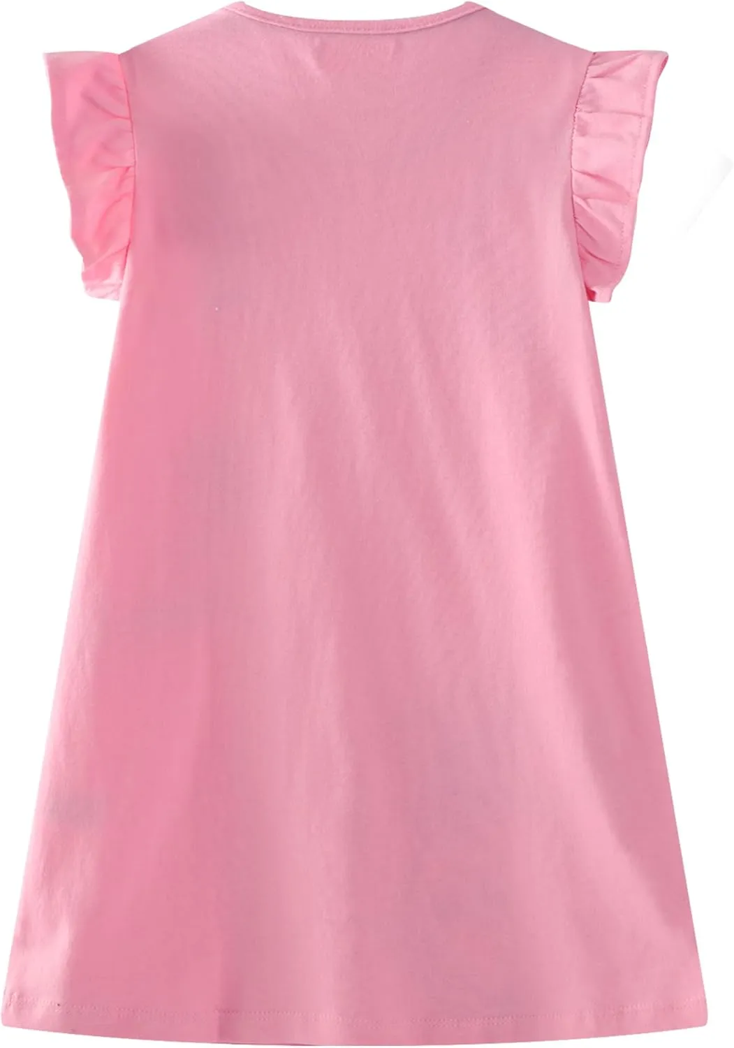 Hongshilian Toddler Girls Casual Cotton Dress Cartoon Appliques Short Sleeve Summer Playwear Dresses