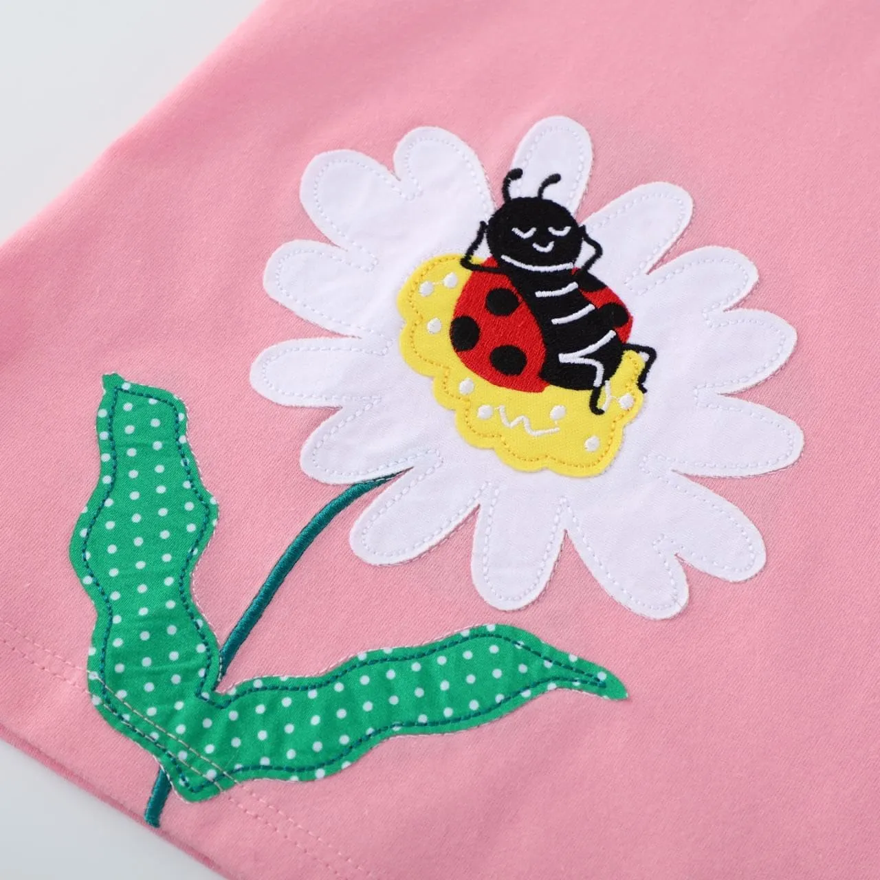 Hongshilian Toddler Girls Casual Cotton Dress Cartoon Appliques Short Sleeve Summer Playwear Dresses