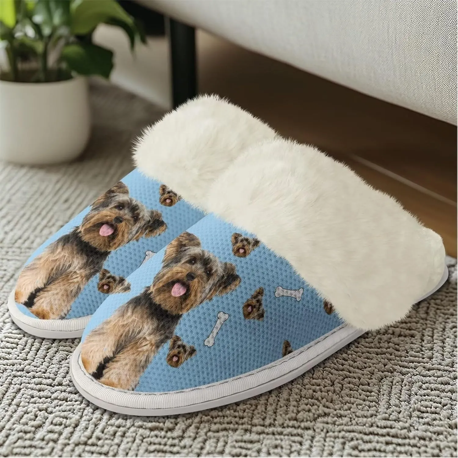 House Slippers for Women Men Winter Slip On Warm Closed Toe Home Shoes Flats Unisex Casual Breathable Soft Plush Bedroom Slipper for Bath Indoor
