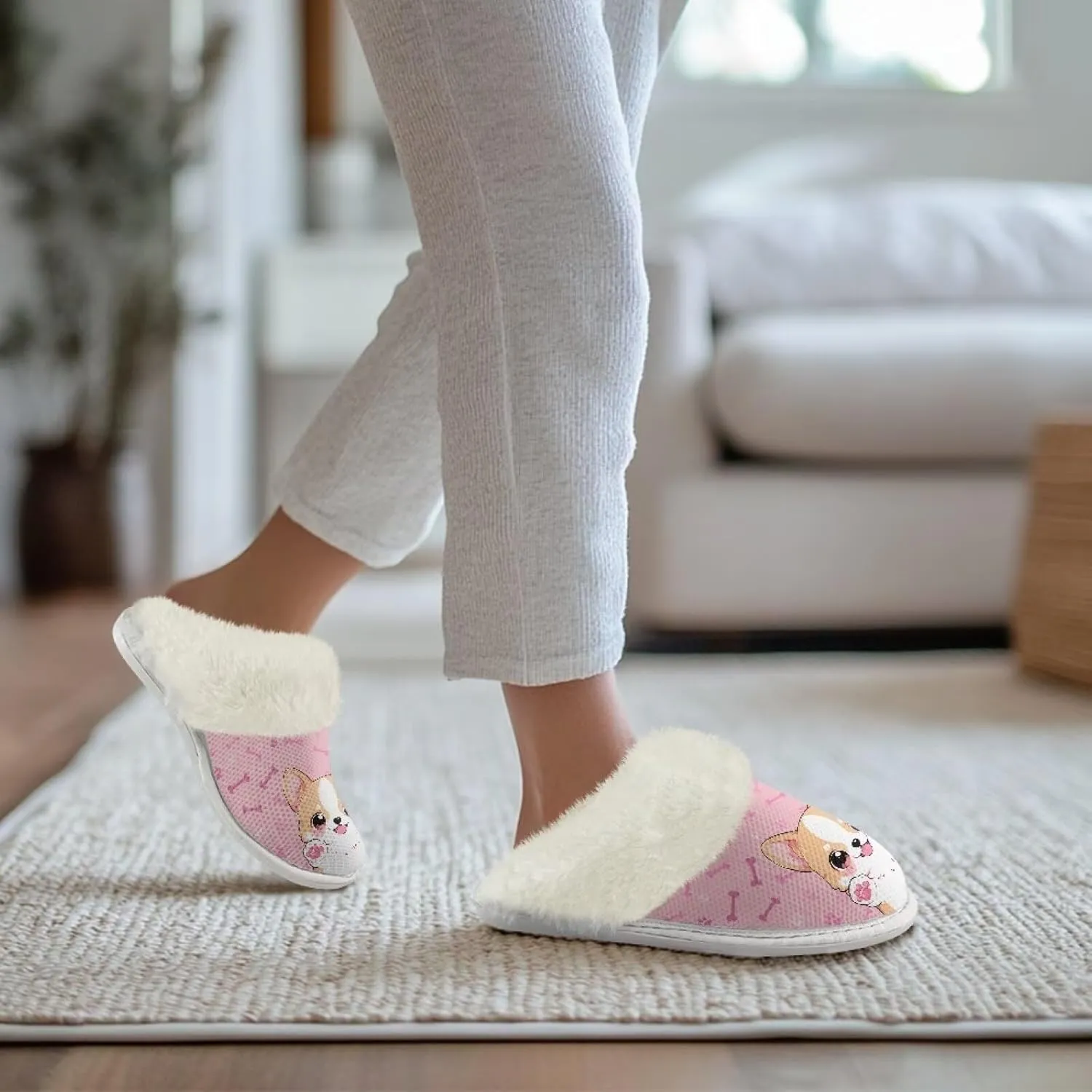 House Slippers for Women Men Winter Slip On Warm Closed Toe Home Shoes Flats Unisex Casual Breathable Soft Plush Bedroom Slipper for Bath Indoor