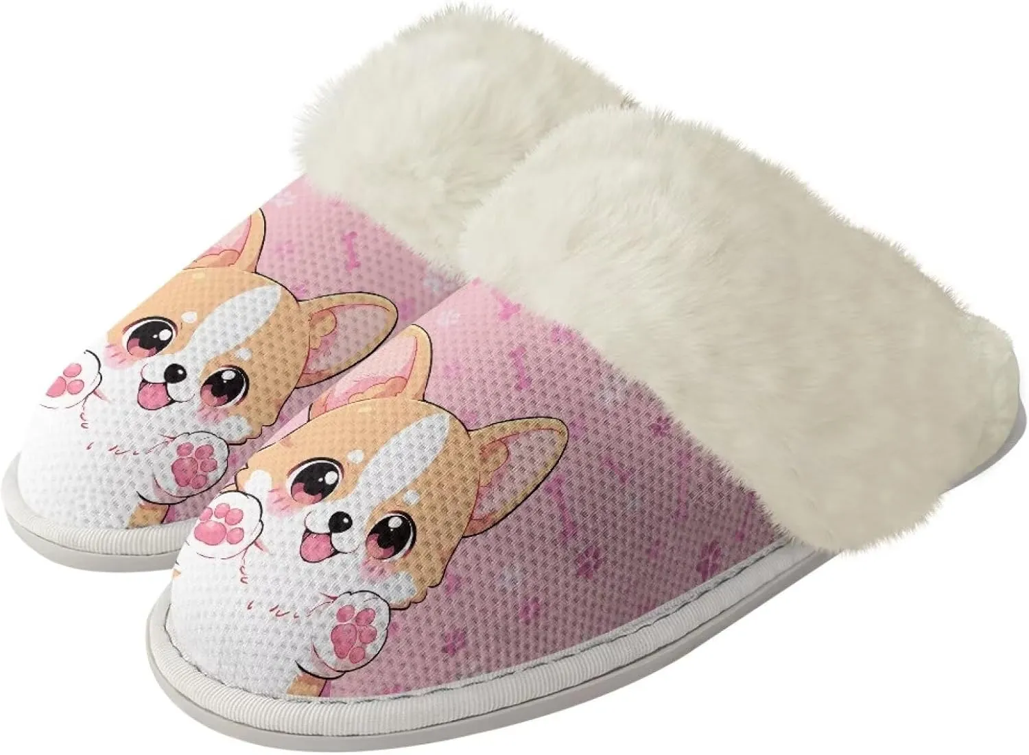 House Slippers for Women Men Winter Slip On Warm Closed Toe Home Shoes Flats Unisex Casual Breathable Soft Plush Bedroom Slipper for Bath Indoor