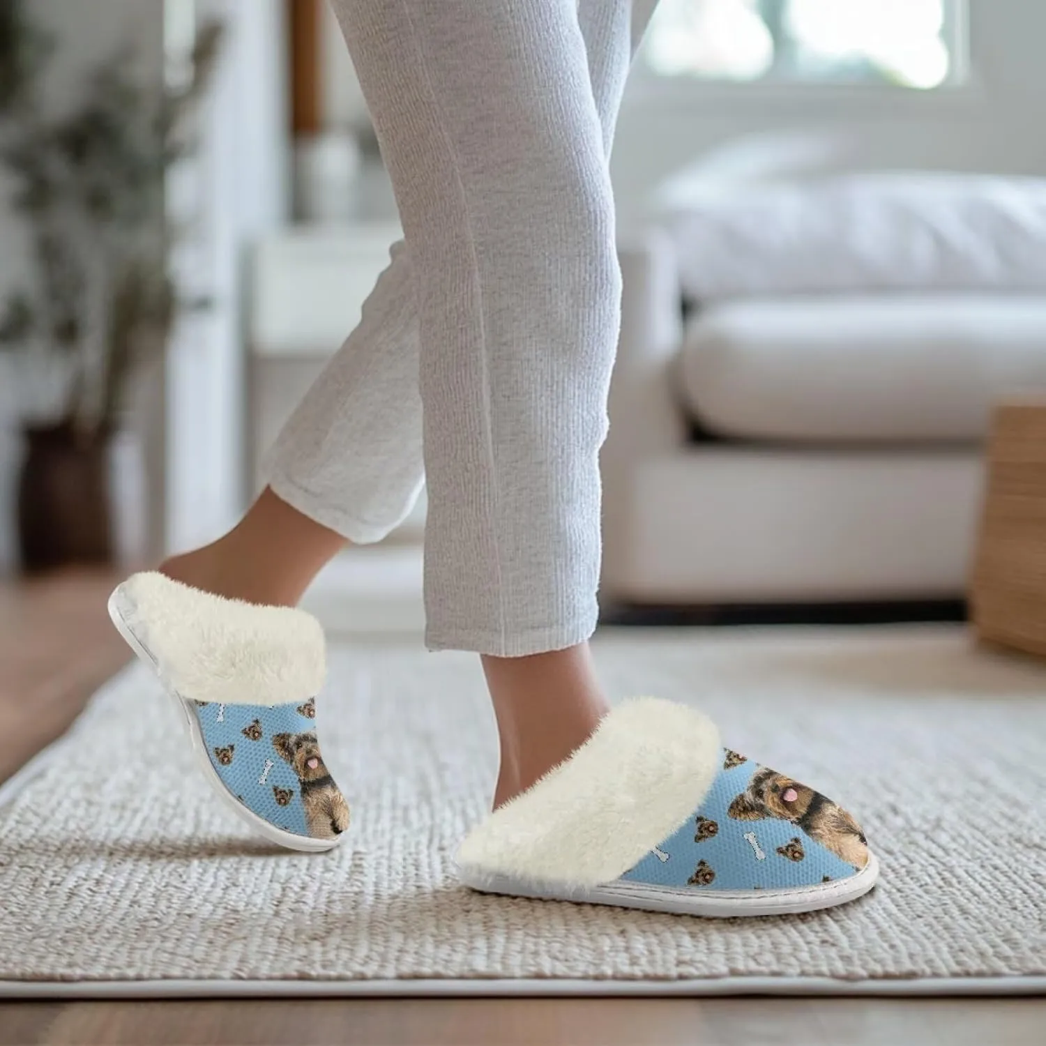 House Slippers for Women Men Winter Slip On Warm Closed Toe Home Shoes Flats Unisex Casual Breathable Soft Plush Bedroom Slipper for Bath Indoor