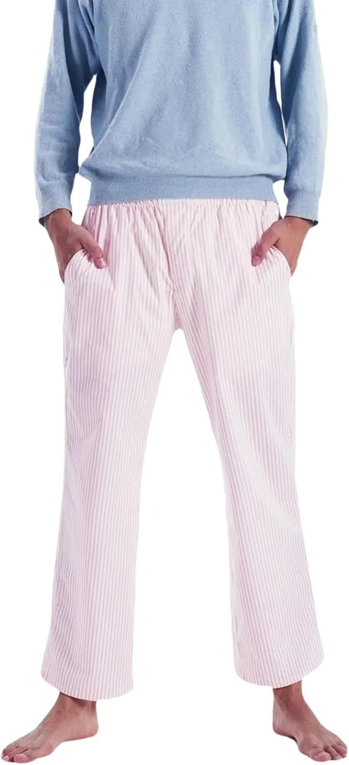 HOXIJIA Women Casual Striped Print Long Pants Elastic High Waist Loose Fit Straight Wide Leg Trousers Y2K Streetwear
