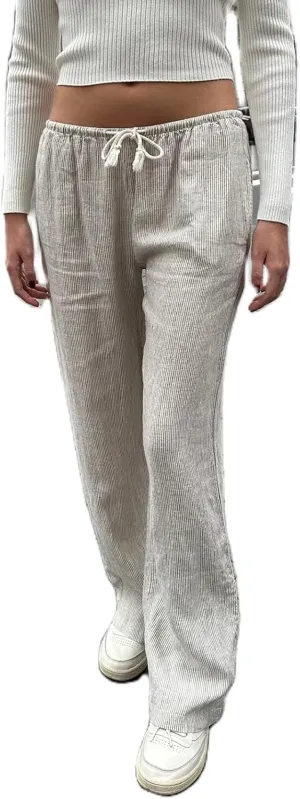 HOXIJIA Women Casual Striped Print Long Pants Elastic High Waist Loose Fit Straight Wide Leg Trousers Y2K Streetwear