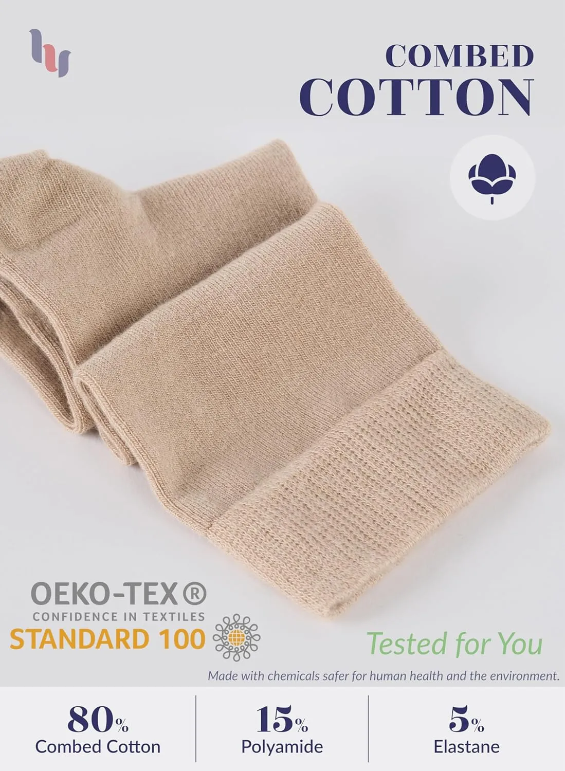 Hugh Ugoli Women Cotton Knee High Socks, Comfort Seam, Long Dress Socks, Soft, Lightweight, Size 5-8 & 8-11, 3 & 4 Pairs