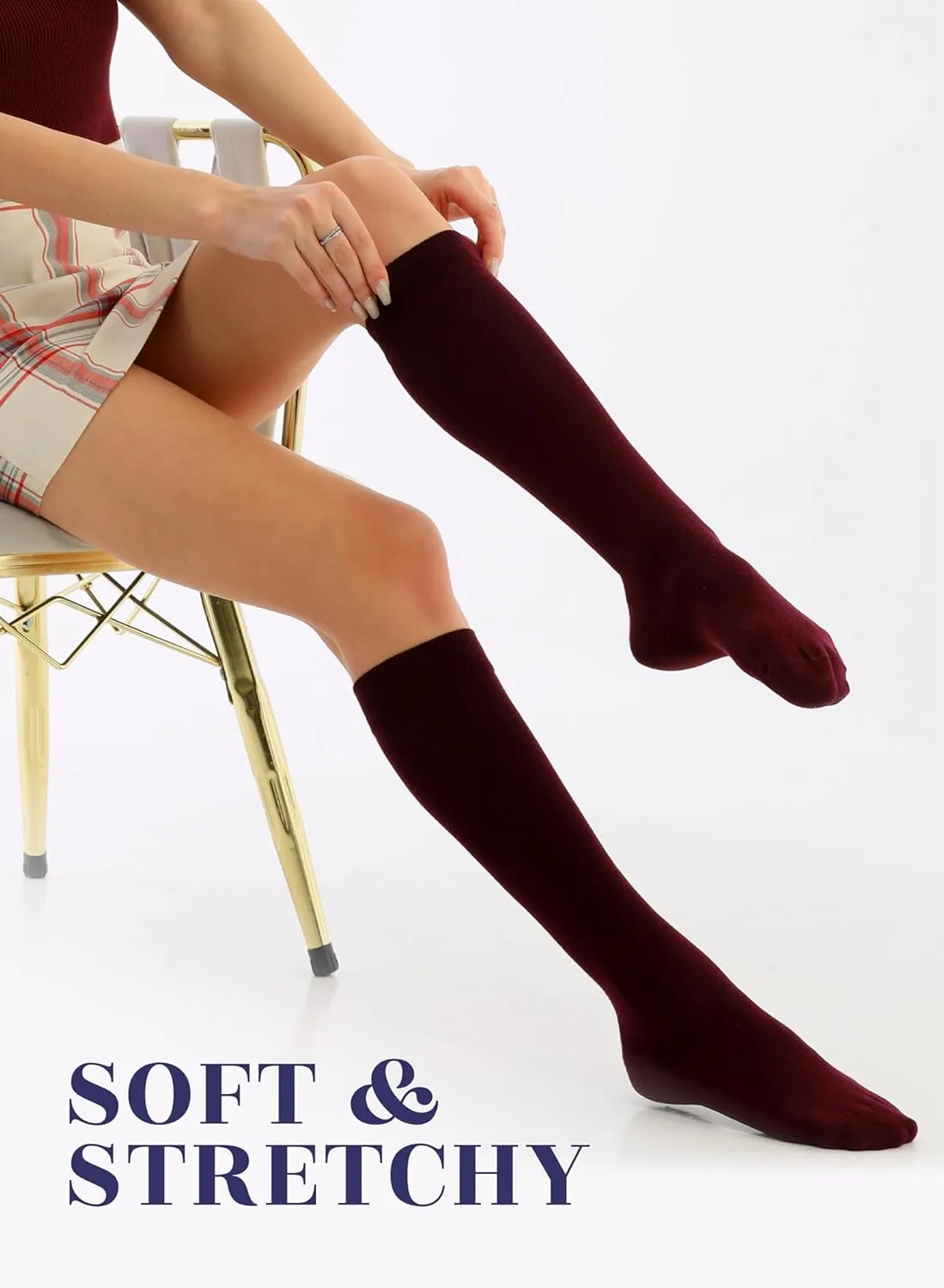 Hugh Ugoli Women's Bamboo Knee High Socks | Comfort Seam Long Dress Socks, Soft & Lightweight | Shoe Size 5-8/8-11, 4 Pairs