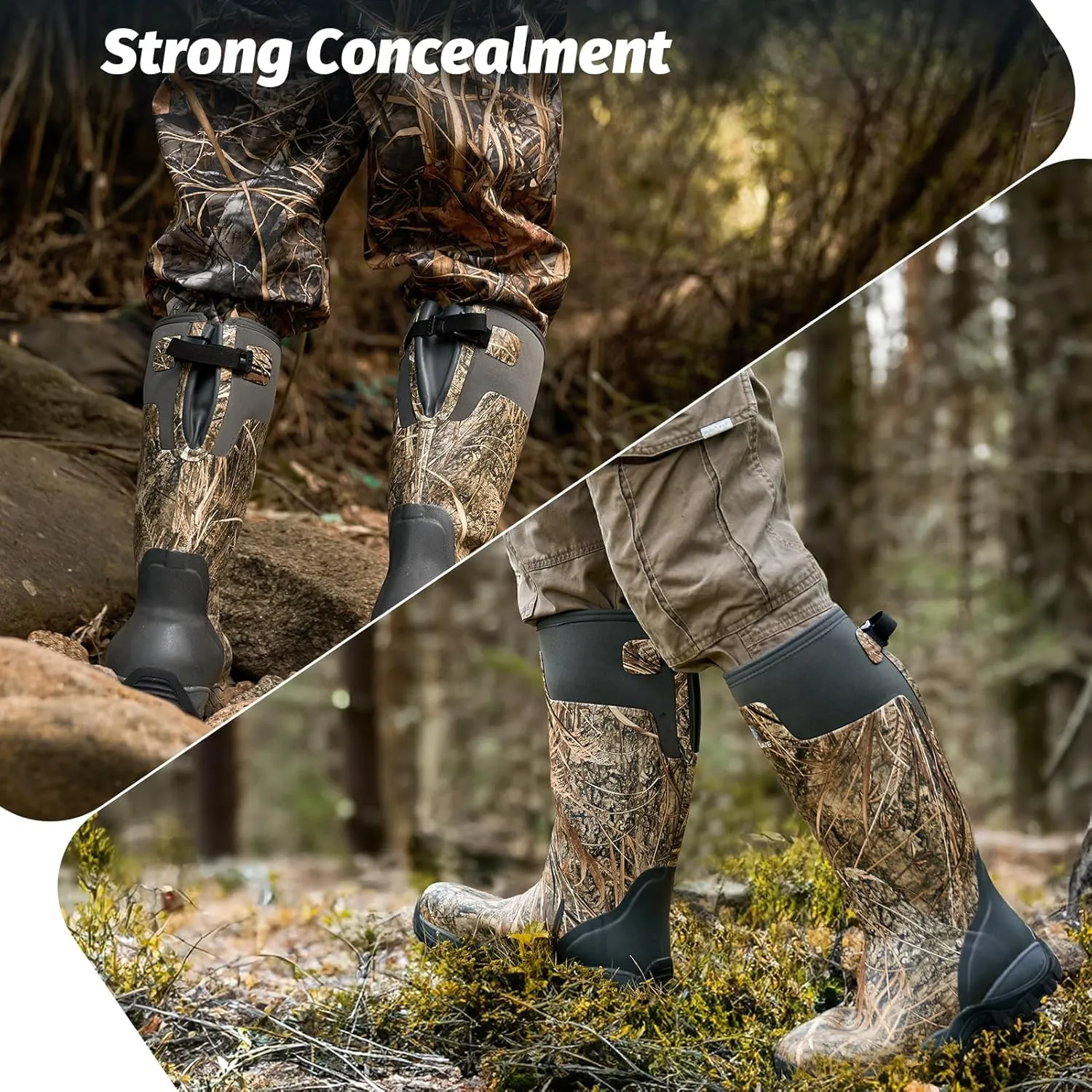 Hunting Boots for Men, Waterproof Rubber Boots with Steel Shank, 5mm Neoprene Camo Insulated Outdoor Hunting Boots (Size 5-14)