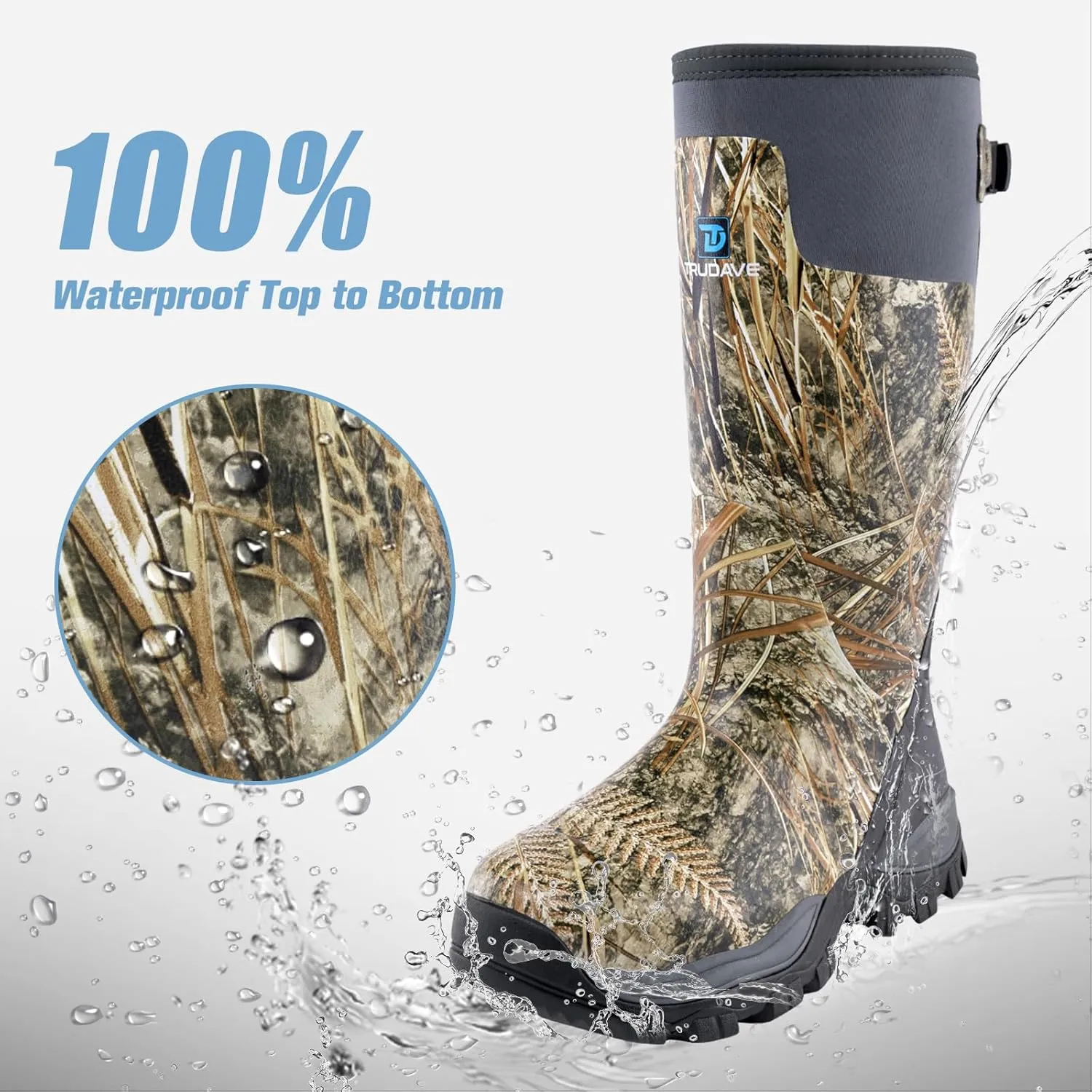 Hunting Boots for Men, Waterproof Rubber Boots with Steel Shank, 5mm Neoprene Camo Insulated Outdoor Hunting Boots (Size 5-14)