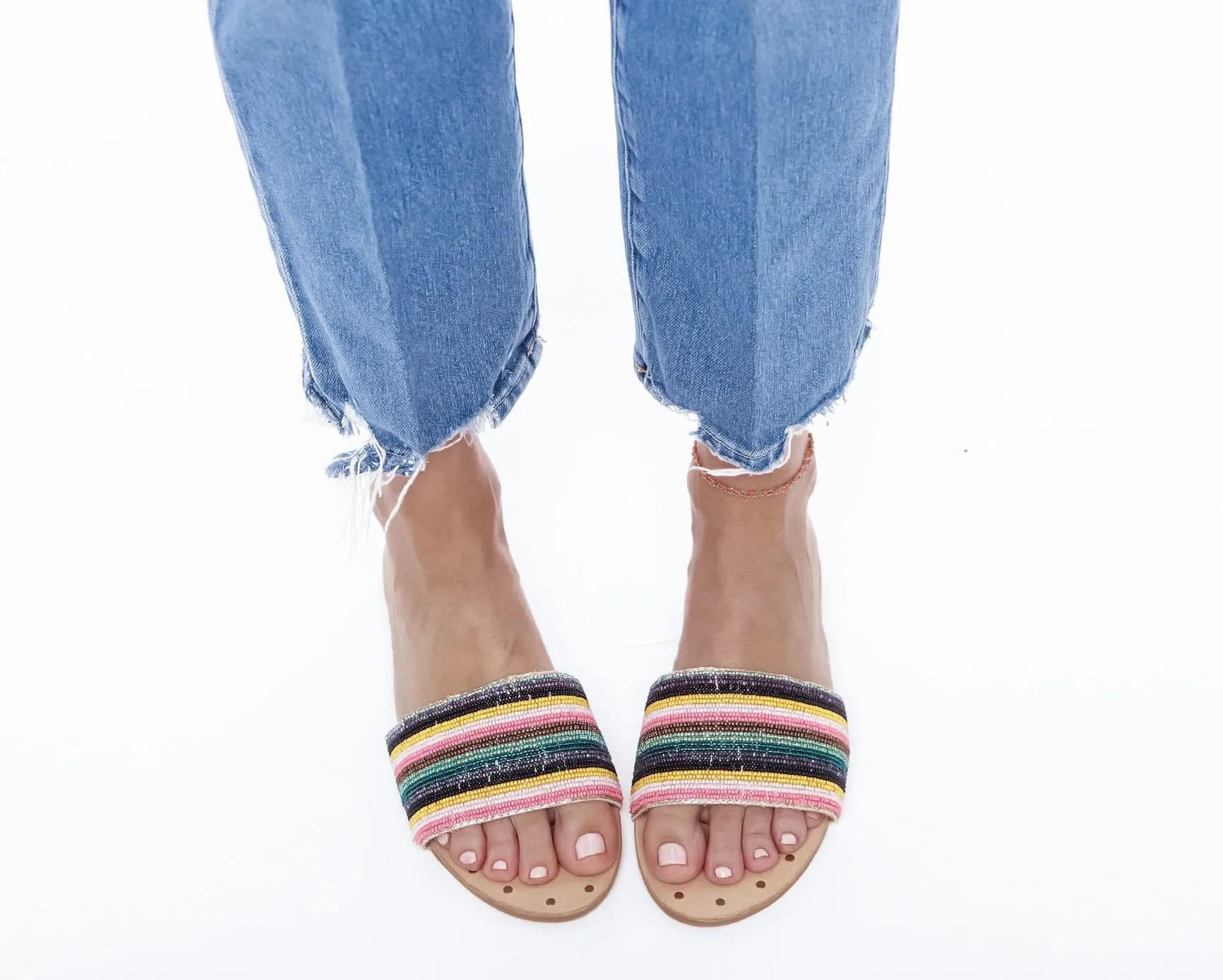 Ibiza Local shipping Multicolor Sandals Stripes - Efficient One - Belt