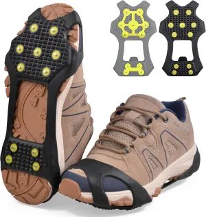 Ice Cleats Snow Traction Cleats Crampons for Shoes and Boots Anti Slip 11 Studs Grippers for Walking on Snow and Ice Footwear Rubber Walking Cleats Men Women