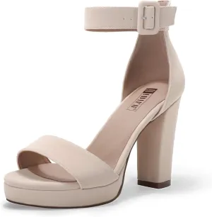 IDIFU Women's IN4 Sabrina Platform Chunky High Heels Ankle Strap Heeled Sandals Wedding Party Dress Shoes