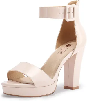 IDIFU Women's IN4 Sabrina Platform Chunky High Heels Ankle Strap Heeled Sandals Wedding Party Dress Shoes