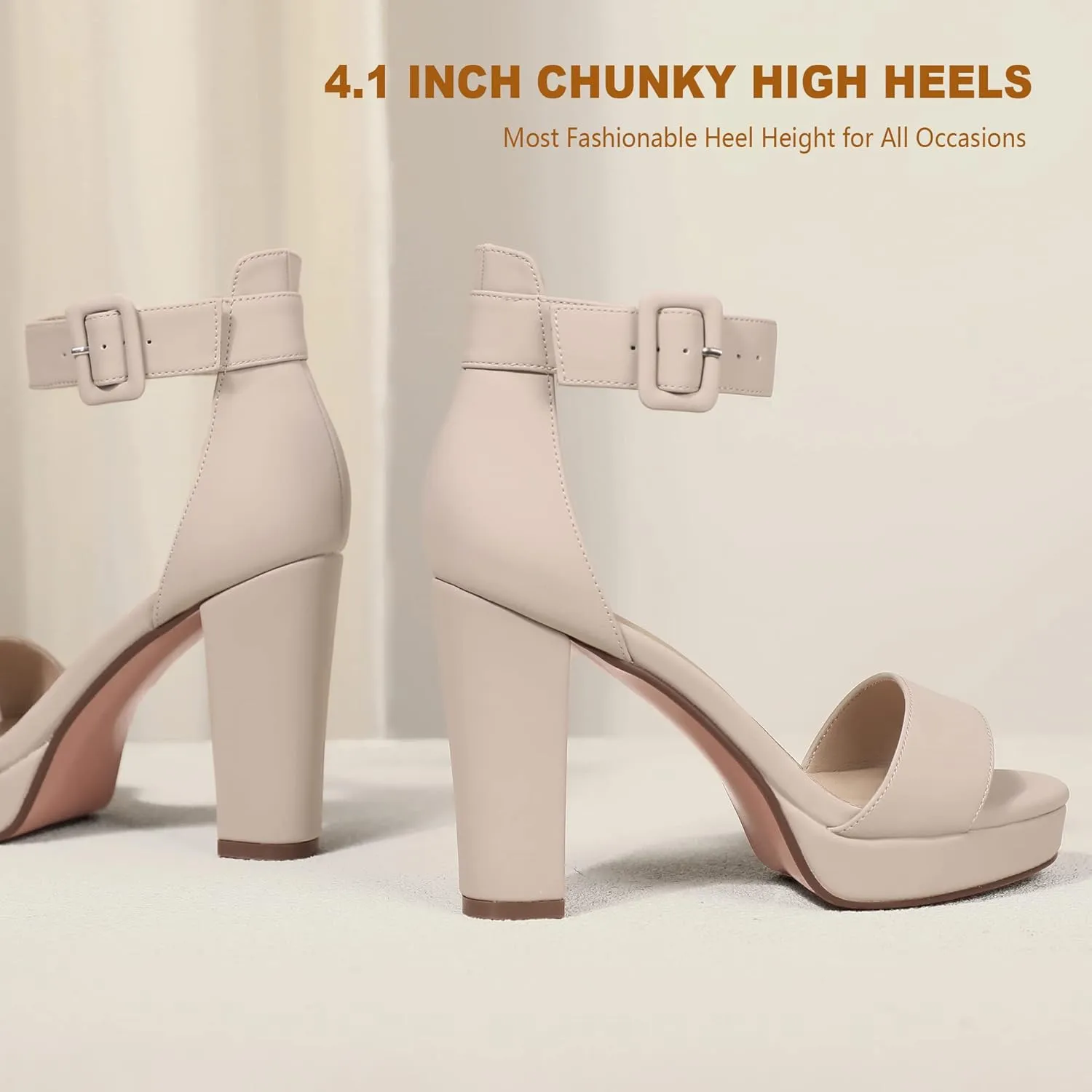 IDIFU Women's IN4 Sabrina Platform Chunky High Heels Ankle Strap Heeled Sandals Wedding Party Dress Shoes