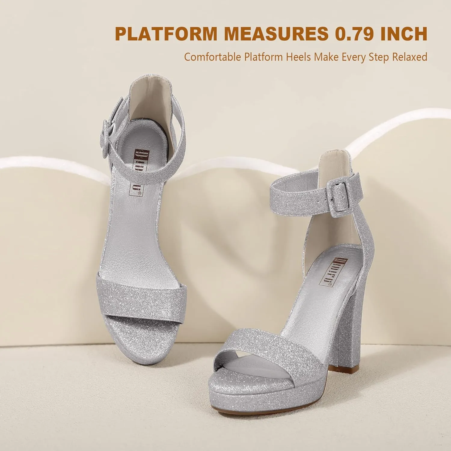 IDIFU Women's IN4 Sabrina Platform Chunky High Heels Ankle Strap Heeled Sandals Wedding Party Dress Shoes