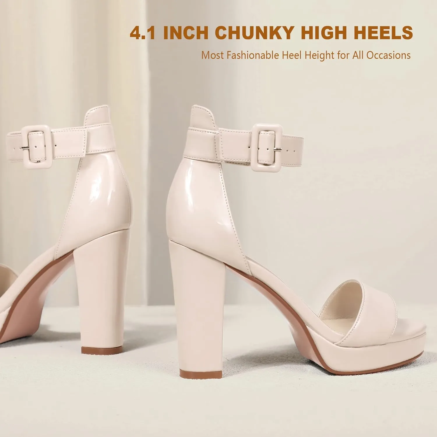 IDIFU Women's IN4 Sabrina Platform Chunky High Heels Ankle Strap Heeled Sandals Wedding Party Dress Shoes