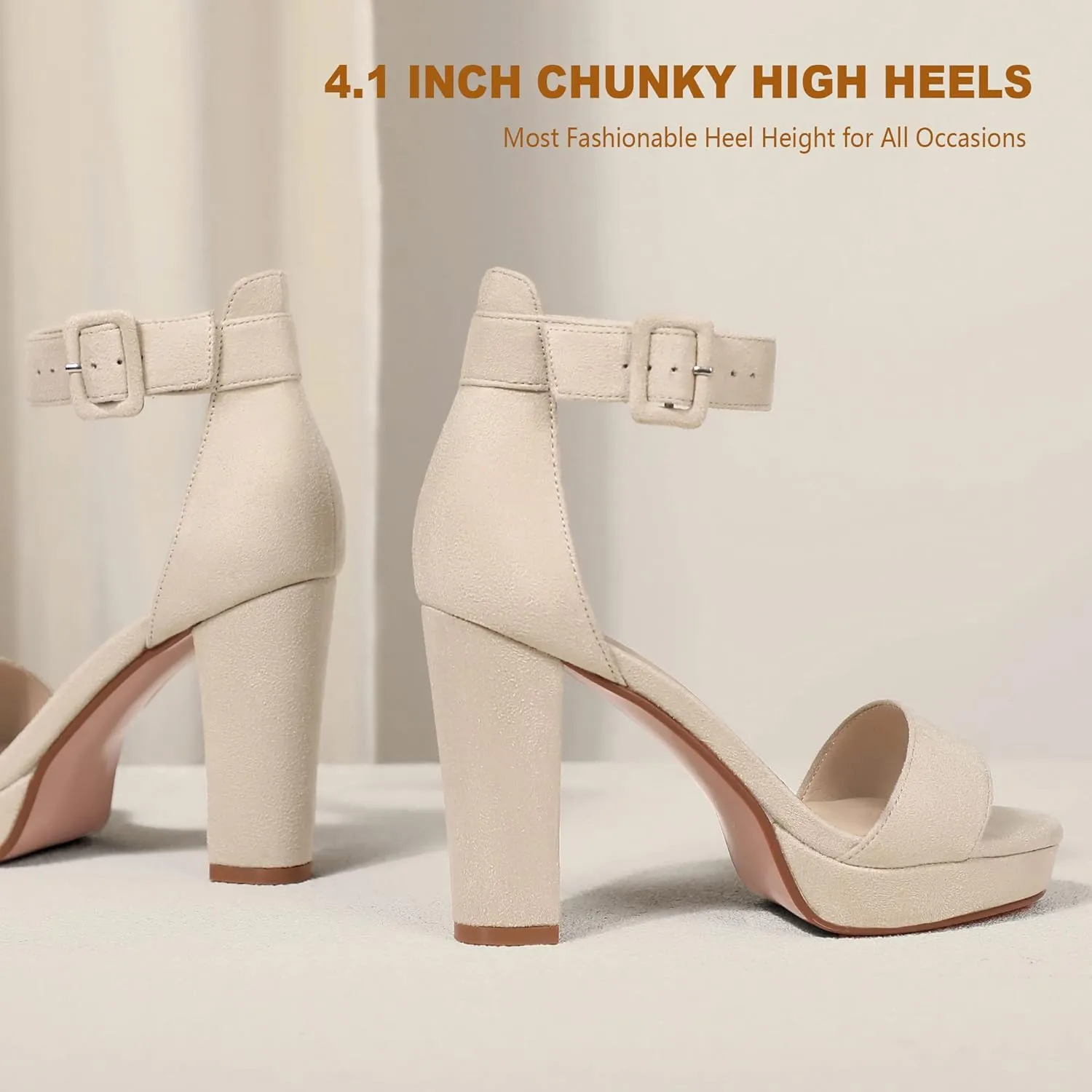 IDIFU Women's IN4 Sabrina Platform Chunky High Heels Ankle Strap Heeled Sandals Wedding Party Dress Shoes