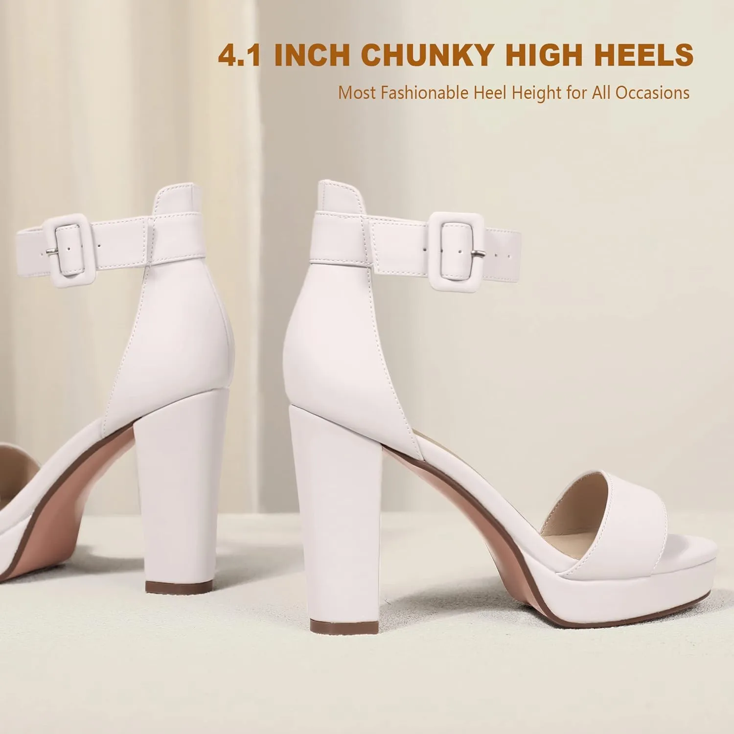 IDIFU Women's IN4 Sabrina Platform Chunky High Heels Ankle Strap Heeled Sandals Wedding Party Dress Shoes