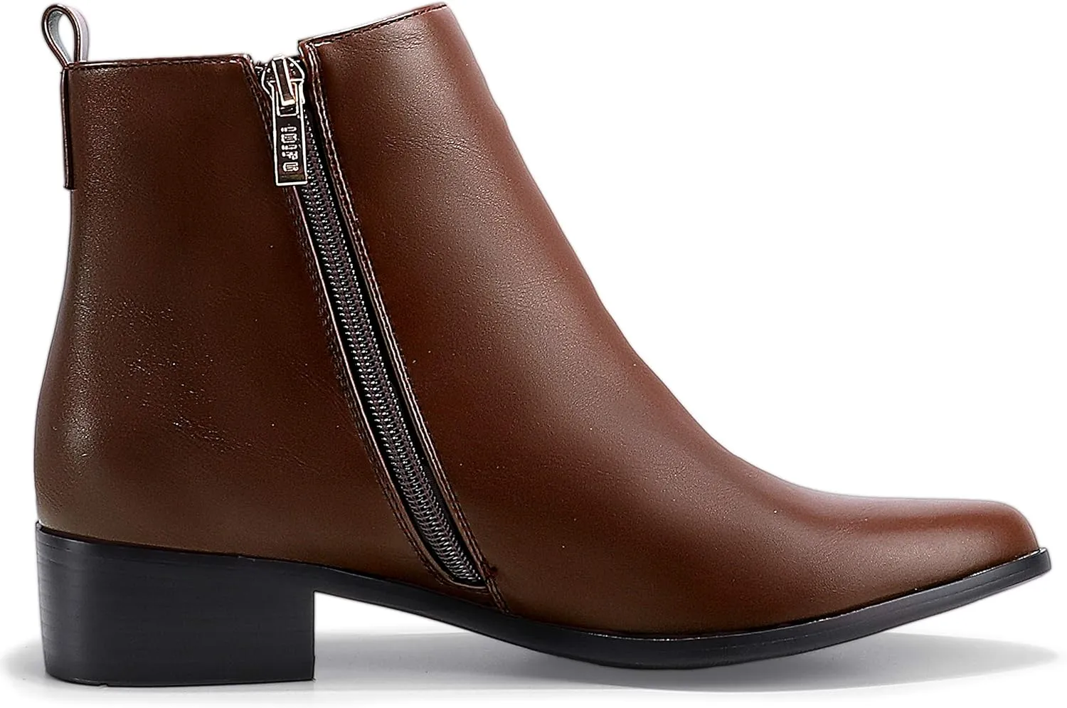 IDIFU Women's Romy Classic Pointed Toe Ankle Boots Side Zipper Low Block Heel Dress Booties