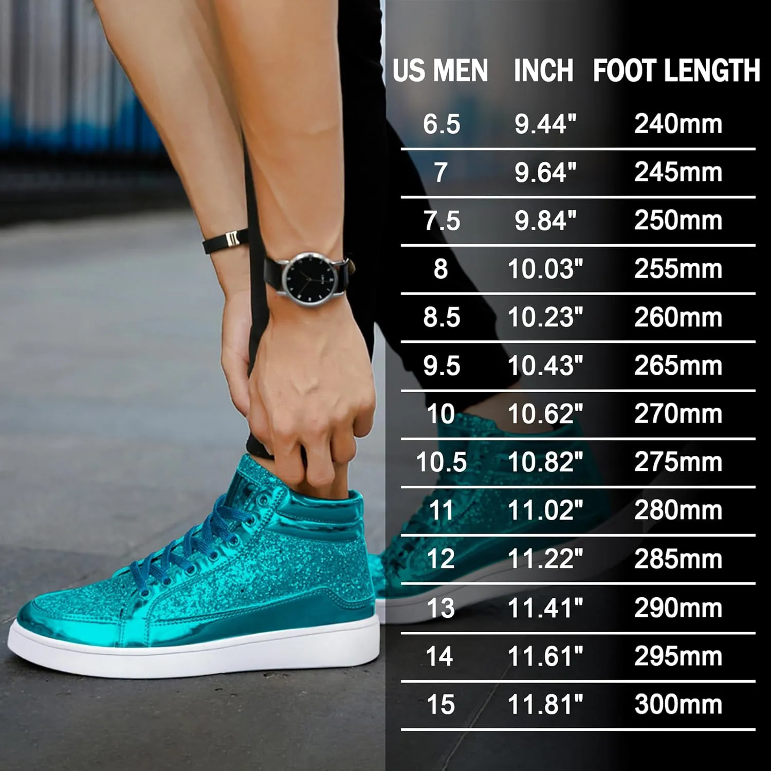 IGxx Glitter Shoes for Men Fashion High Top Casual Sequin Sparkly Sneakers Men's Bling Shiny Men