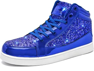 IGxx Glitter Shoes for Men Fashion High Top Casual Sequin Sparkly Sneakers Men's Bling Shiny Men