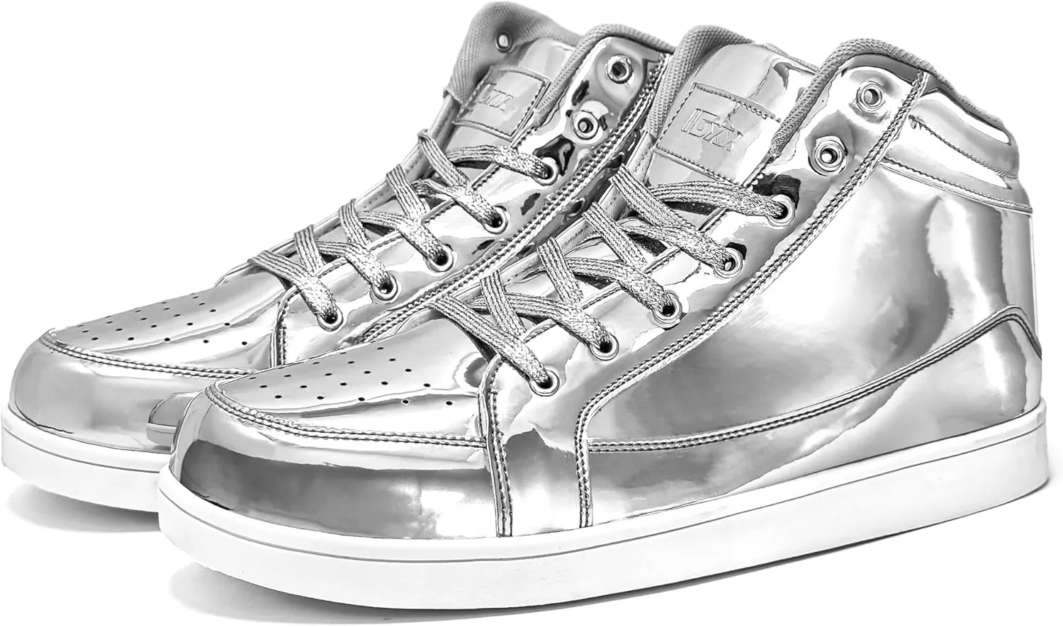 IGxx Men's Sneakers Punk Ankle Boots for Men Metal Rivet High Top Lace-up Running Basketball Shoes for Shiny Metal Decoration Shoes Motorcycle Boots