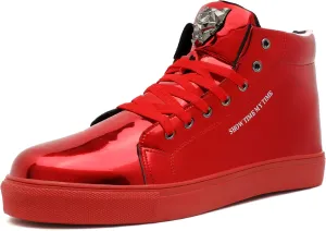 IGxx Men's Sneakers Punk Ankle Boots for Men Metal Rivet High Top Lace-up Running Basketball Shoes for Shiny Metal Decoration Shoes Motorcycle Boots