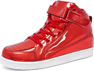 IGxx Sequins Shoes for Kids Boys Fashion Sparkle Gold Shoes Bling Shiny High Top Sneakers Girls Hook&Loop