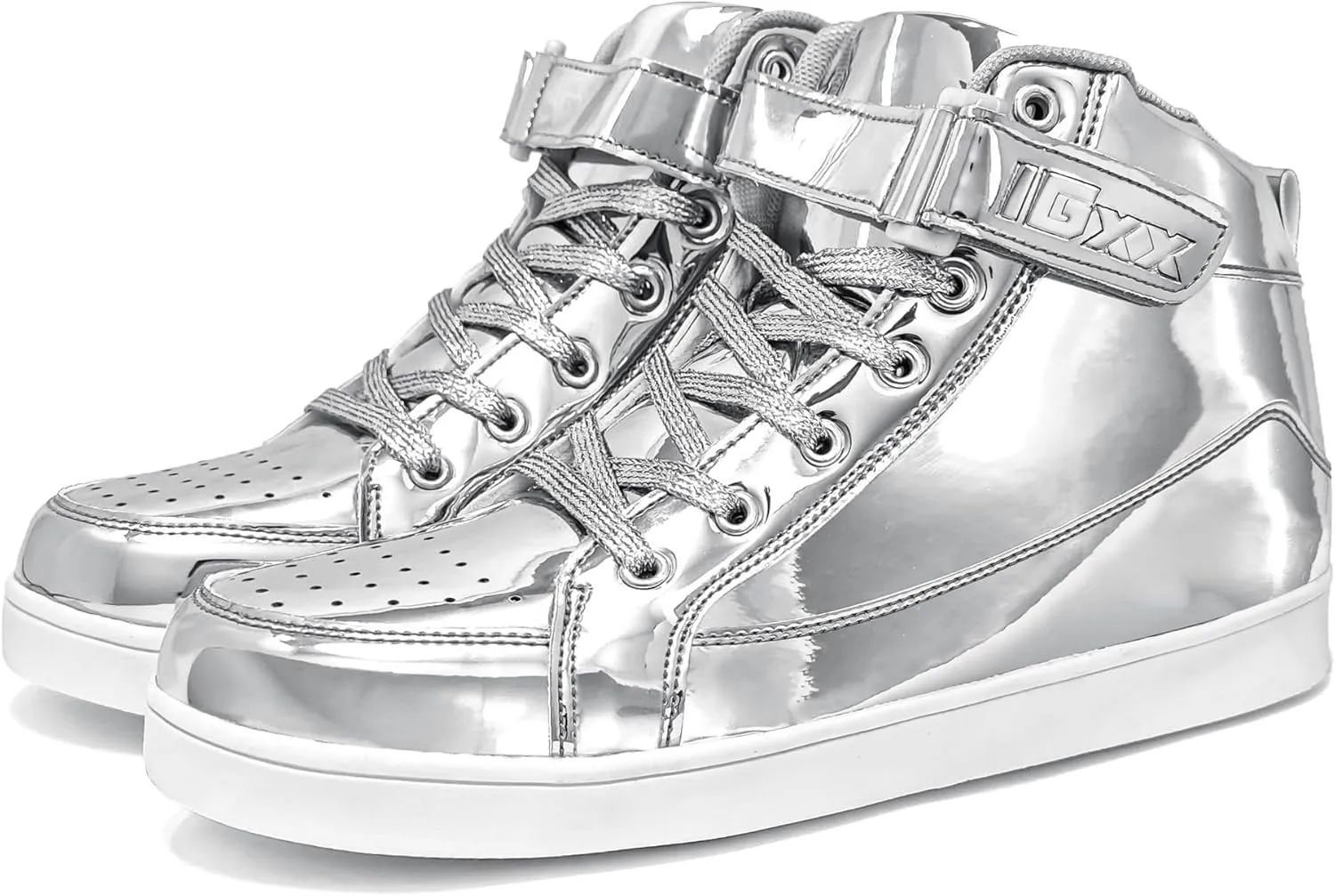 IGxx Sequins Shoes for Kids Boys Fashion Sparkle Gold Shoes Bling Shiny High Top Sneakers Girls Hook&Loop