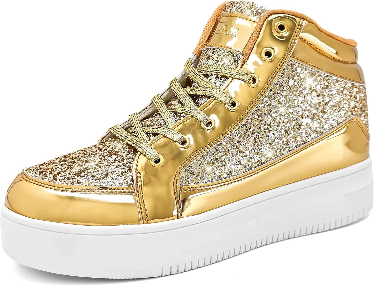 IGxx Womens Platform Glitter Shoes Black High Top Sparkly Sneakers Shiny Fashion Bling Dressy Sequin Metallic Sneakers Disco Wedding Shoes