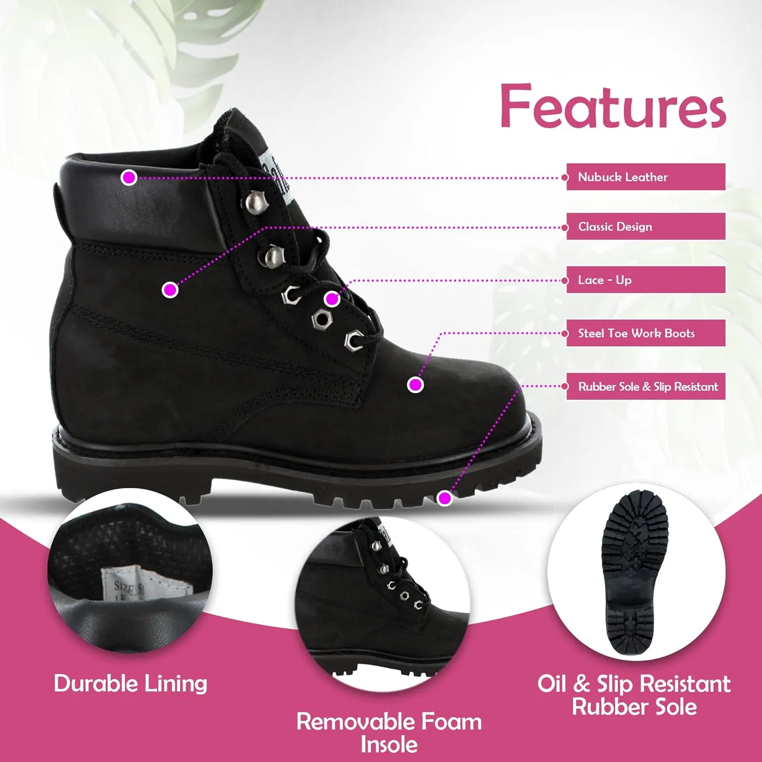 II Steel Toe Work Boots - Black