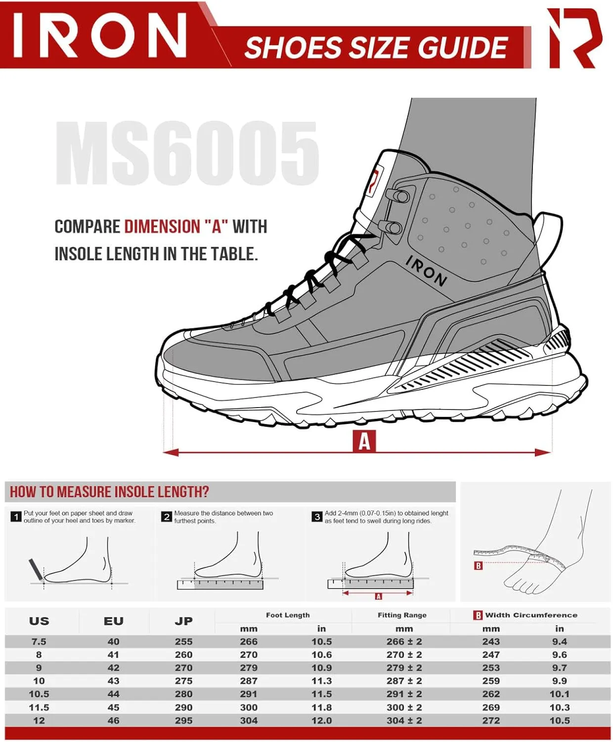 IRON JIA'S Motorcycle Shoes for Men, Waterproof Anti-Slip Breathable Street Casual Motorcycle Riding Boots with Lace Garage, Ankle Support, Shift Pads 9